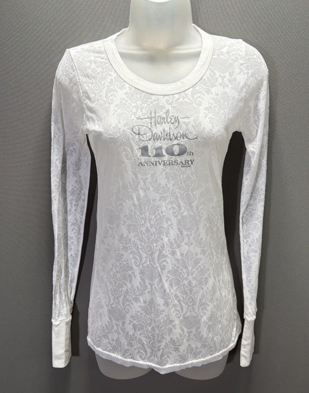 HARLEY-DAVIDSON 110TH ANNIVERSARY TISSUE L/S SHIRT TEE EMBOSSED Medium